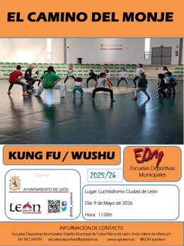 La Escuela Deportiva de Kung Fu celebrará este sábado la actividad 'El camino del monje' en el Luchódromo Ciudad de León.