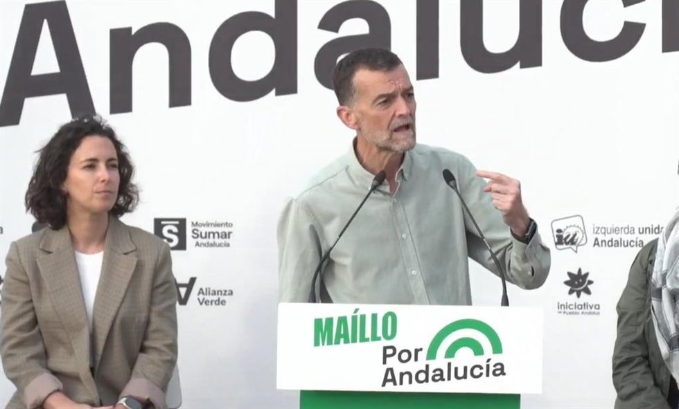 El candidato de Por Andalucía a la Presidencia de la Junta de Andalucía, Antonio Maíllo, este jueves en Huelva.