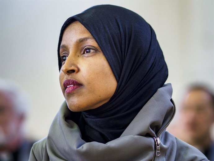 Archivo - March 16, 2019 - Bloomington, MN, United States - Congresswoman ILHAM OMAR (D-MN) at Dar al Farooq Center in Bloomington. She is the first Somali-American elected to congress. An interdenominational crowd of about 1,000 people came to the center