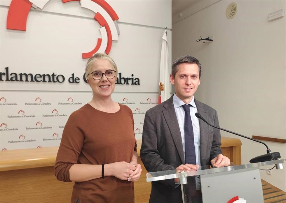 El portavoz socialista, Mario Iglesias, y la diputada, Norak Cruz