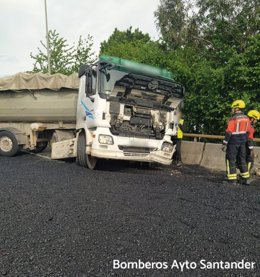 El camión accidentado