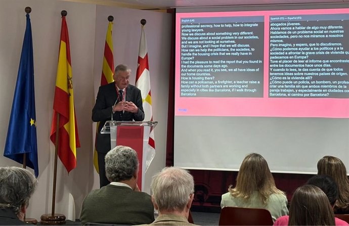El presidente de la Fédération des Barreaux d'Europe (FBE) y decano del Colegio de Abogados de Frankfurt, el abogado especializado en construcción en Alemania, Michael Griem, en los 'Encuentros de Barcelona-Memorial Jacques Henry' impulsados por el ICAB