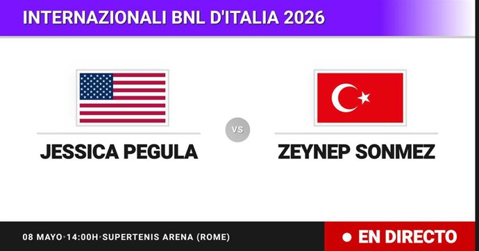 Jessica Pegula - Zeynep Sonmez: resumen y estadísticas del partido de Treintaidosavos de final de Internazionali BNL d'Italia
