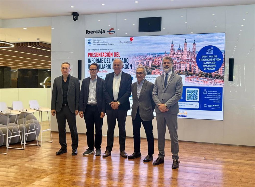 Presentación del Informe del Mercado Inmobiliario de Aragón del primer trimestre de 2026, en Ibercaja Xplora.