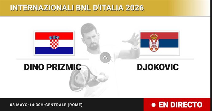 Dino Prizmic - Novak Djokovic: resumen y estadísticas del partido de Treintaidosavos de final de Internazionali BNL d'Italia