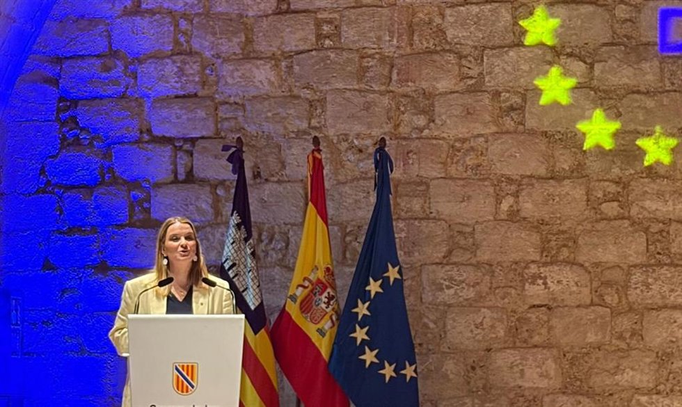 La Presidenta del Govern, Marga Prohens, interviene en un acto por el Día de Europa, el 9 de mayo de 2026.