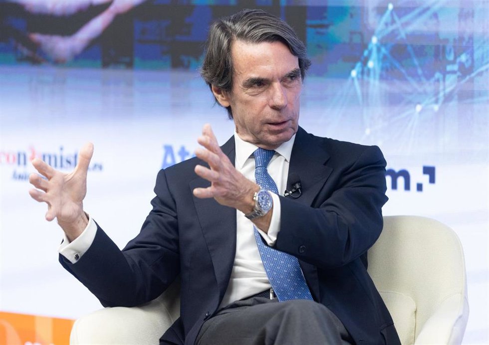 El expresidente del Gobierno José María Aznar durante el XII Foro Megatendencias de elEconomista.es, a 8 de mayo de 2026, en Madrid (España).