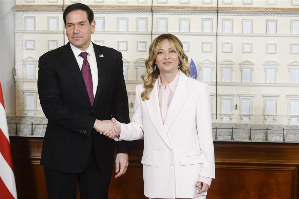 El secretario de Estado de EEUU, Marco Rubio, y la primera ministra de Italia, Giorgia Meloni.