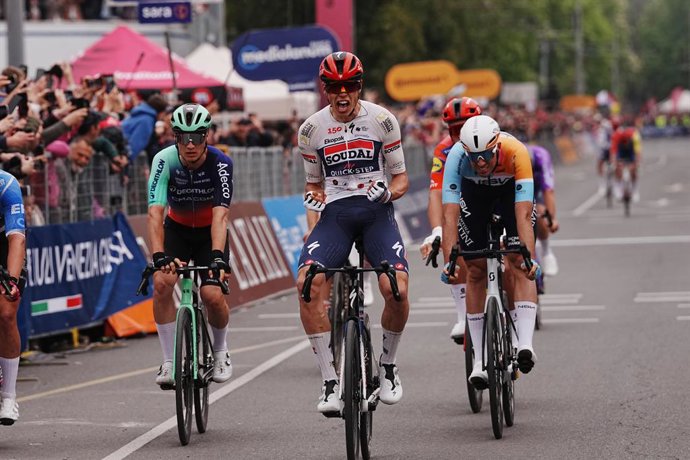 May 8, 2026, Nessebar, Bulgaria: France's Paul Magnier of Soudal Quick-Step  during Stage 1 of the Giro d'Italia, from Nessebar to Burgas, Bulgaria, Friday, May 8, 2026. (Photo by Gian Mattia D'Alberto/LaPresse)