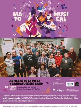 Artistas de la Pista y Bandaluse Big Band ofrecen a un concierto en la Abadía Cañas.