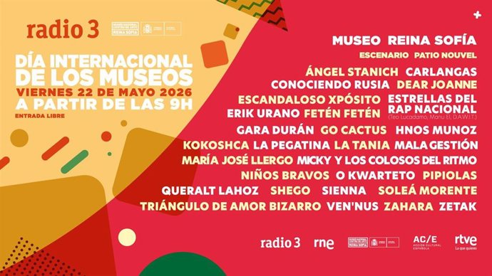 Cartel de la celebración del Reina Sofía y Radio 3 por el Día de los Museos