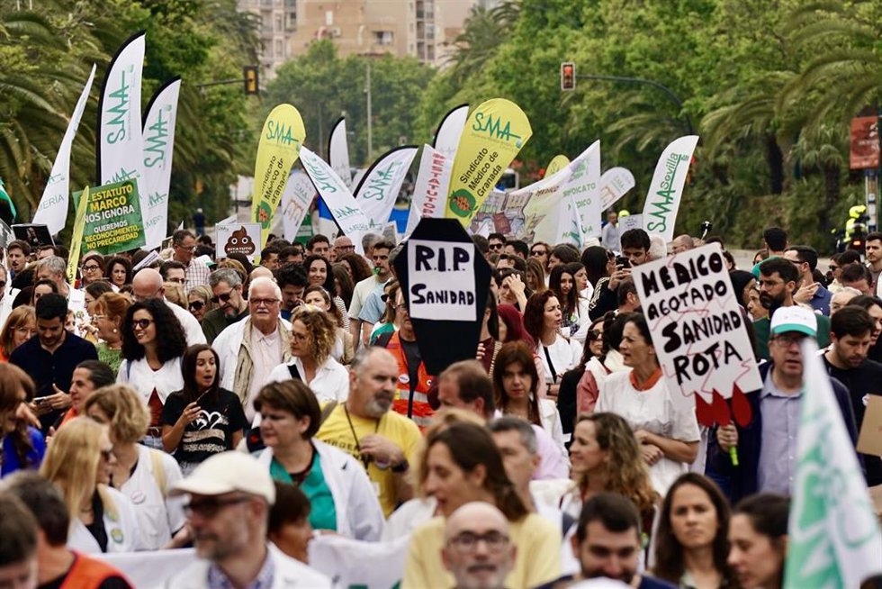 Una reciente manifestación de médicos andaluces contra el Estatuto Marco del Gobierno central.
