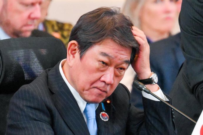 Archivo - El ministro de Exteriores de Japón, Toshimitsu Motegi