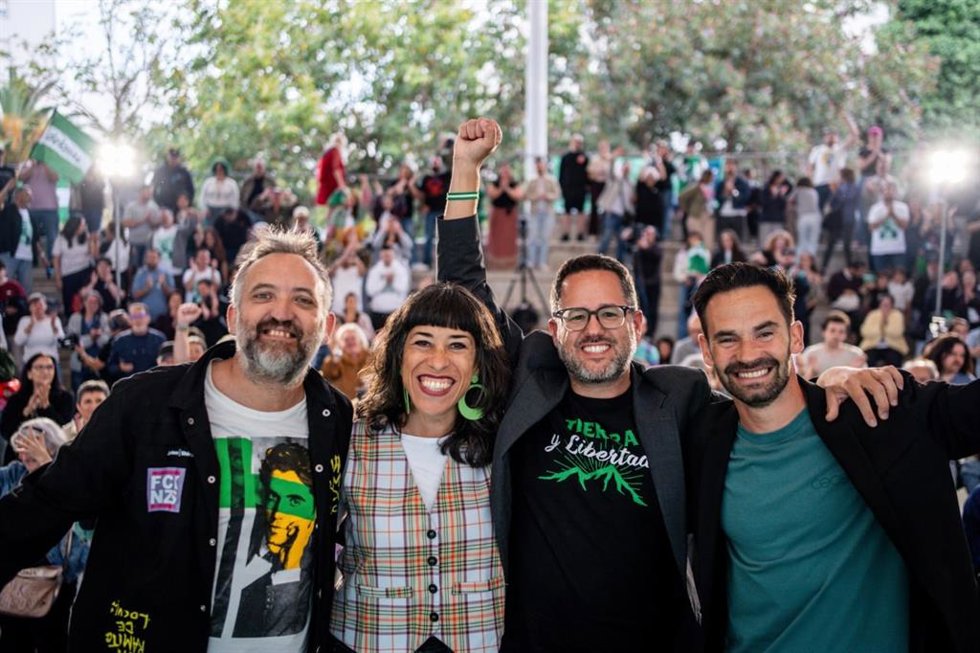 El candidato de Adelante Andalucía a la Junta de Andalucía, José Ignacio García, en un acto de campaña en Cádiz.