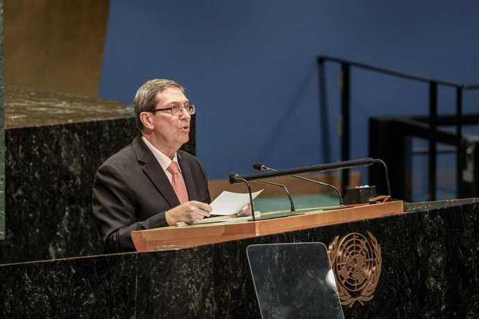 Archivo - September 22, 2024, New York, New York, USA: BRUNO EDUARDO RODRIGUEZ PARRILLA, Minister for Foreign Affairs of Cuba, speaks at The Summit of the Future during the first official day of the 79th Session of UNGA in NYC.