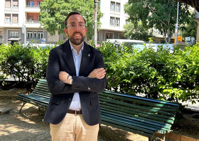 El líder del PP a la Paeria de Lleida, Xavier Palau, després d'una entrevista d'Europa Press