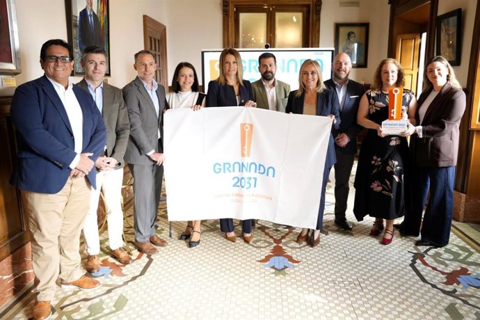La alcaldesa de Granada, Marifrán Carazo, en el acto de adhesión de BNI Granada a la candidatura de la ciudad como Capital Europea de la Cultura 2031.