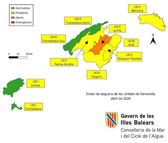 Las reservas hídricas de Baleares se sitúan en el 50% en abril, 4 puntos menos que en marzo.