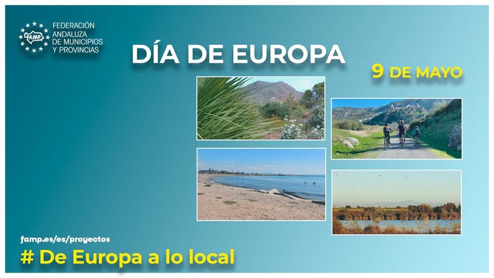 Cartel del Día de Europa por parte de la Federación Andaluza de Municipios y Provincias.