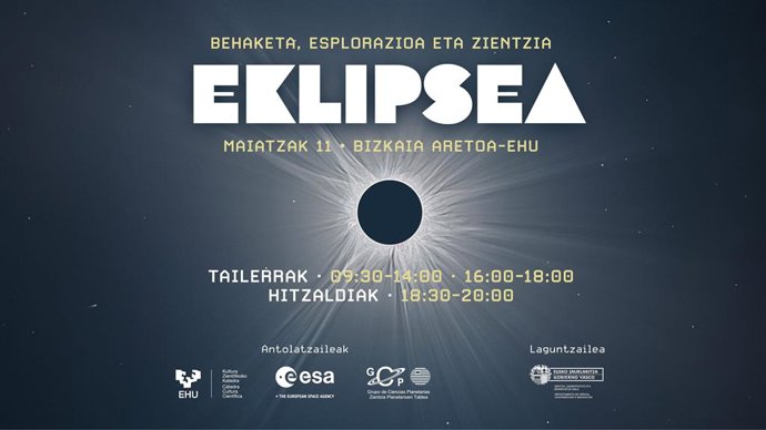 Abuztuko eguzki eklipsearen inguruko hitzaldiak eta tailerrak izango dira maiatzaren 11ean Bilbon