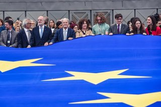 El presidente de la Generalitat, Salvador Illa, en el acto institucional por el Día de Europa