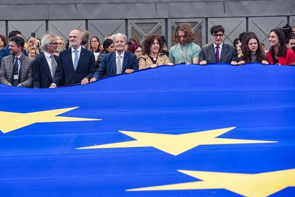 El presidente de la Generalitat, Salvador Illa, en el acto institucional por el Día de Europa