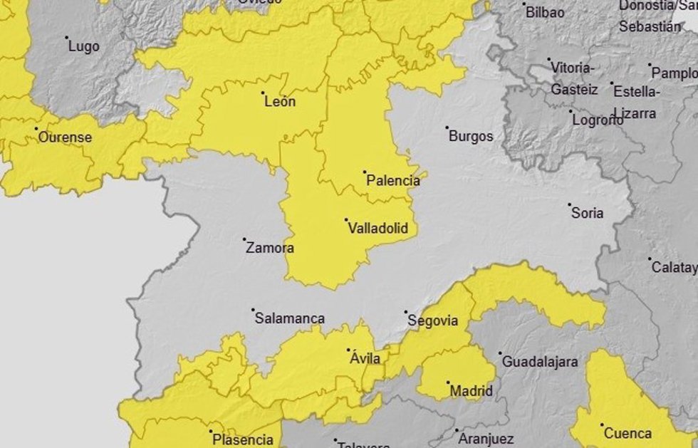 La Aemet activa el aviso amarillo por tormentas en Valladolid con rachas "localmente muy fuertes y posible granizo"