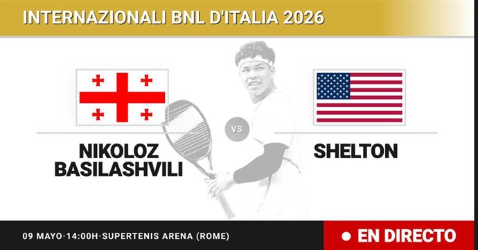 Nikoloz Basilashvili - Ben Shelton: resumen y estadísticas del partido de Treintaidosavos de final de Internazionali BNL d'Italia