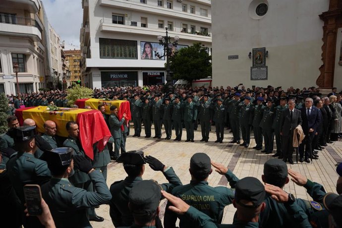 Funeral en Huelva de los dos Guardia Civiles fallecidos en acto de servicio este viernes mientras perseguían una narcolancha en las costas onubenses.