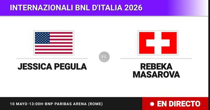 Jessica Pegula - Rebeka Masarova: resumen y estadísticas del partido de Dieciseisavos de final de Internazionali BNL d'Italia