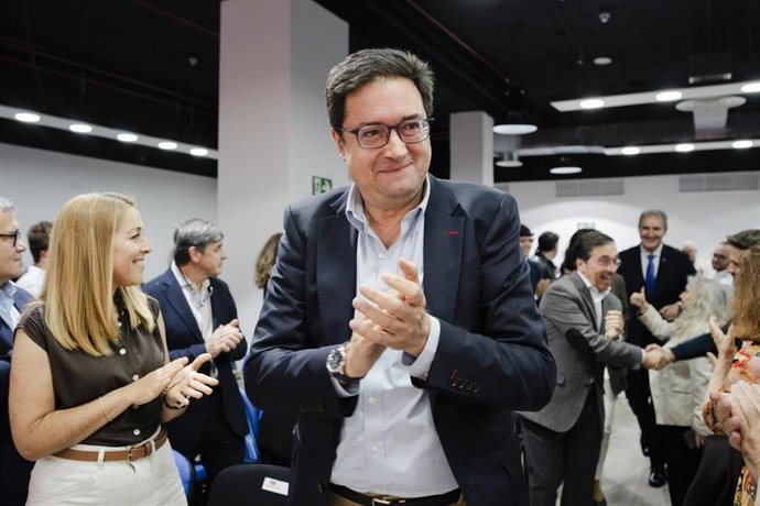 El secretario general del PSOE-M, Óscar López, durante la jornada 'La Europa que soñamos, la Europa que defendemos', en la sede del PSOE-M, a 8 de mayo de 2026, en Madrid (España). Foto de archivo