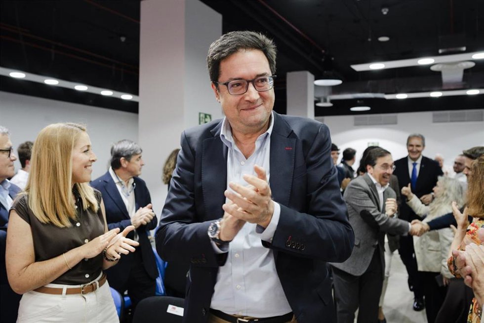 El secretario general del PSOE-M, Óscar López, durante la jornada 'La Europa que soñamos, la Europa que defendemos', en la sede del PSOE-M, a 8 de mayo de 2026, en Madrid (España). Foto de archivo