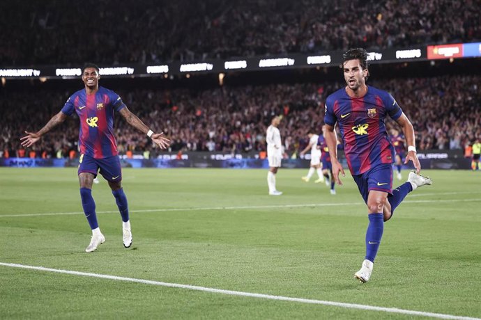 Ferran Torres celebra un gol durante el partido de LaLiga EA Sports entre el FC Barcelona y el Real Madrid CF en el Spotify Camp Nou de Barcelona, el 10 de mayo de 2026