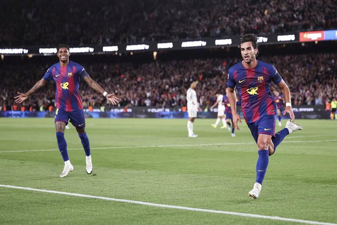Ferran Torres of FC Barcelona celebrates a goal during the Spanish league, LaLiga EA Sports, football match played between FC Barcelona and Real Madrid C.F. at Spotify Camp Nou stadium on May 10, 2026 in Barcelona, Spain.