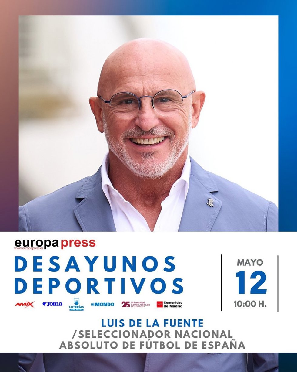 El seleccionador nacional de fútbol, Luis de la Fuente, analizará este martes las opciones de España en el Mundial de Estados Unidos, México y Canadá en los Desayunos Deportivos de Europa Press.
