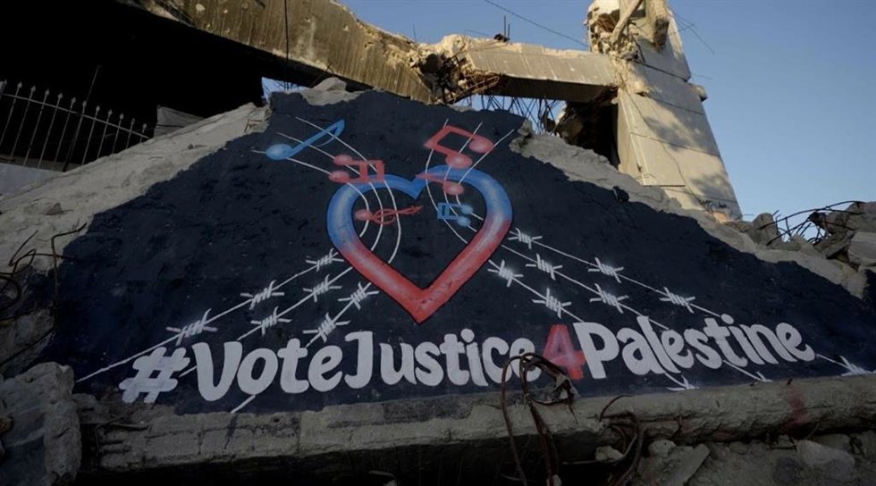La Coalición 'Ceasefire Now' Lanza Esta Semana Una Iniciativa Que Exige Justicia Y Libertad Para Palestina Coincidiendo Con La Celebración De La 70ª Edición Del Festival De Eurovisión Del 12 Al 16 De Mayo En El Wiener Stadthalle De Viena (Austria).