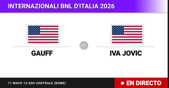 Coco Gauff - Iva Jovic: resumen y estadísticas del partido de Octavos de final de Internazionali BNL d'Italia