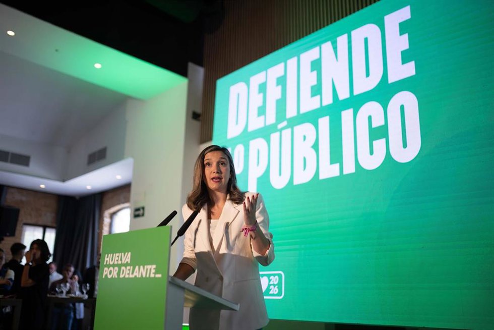 La vicesecretaria general del PSOE-A y candidata por Huelva al Parlamento andaluz, María Márquez, este lunes en la presentación del proyecto del PSOE para Huelva, con motivo de las elecciones del 17 de mayo. (Foto de archivo).