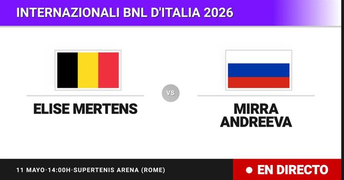 Elise Mertens - Mirra Andreeva: resumen y estadísticas del partido de Octavos de final de Internazionali BNL d'Italia