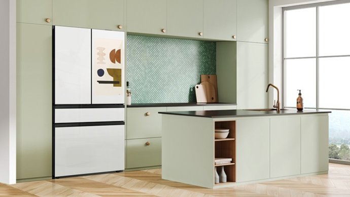 Cozinha com a geladeira Bespoke AI Family Hub