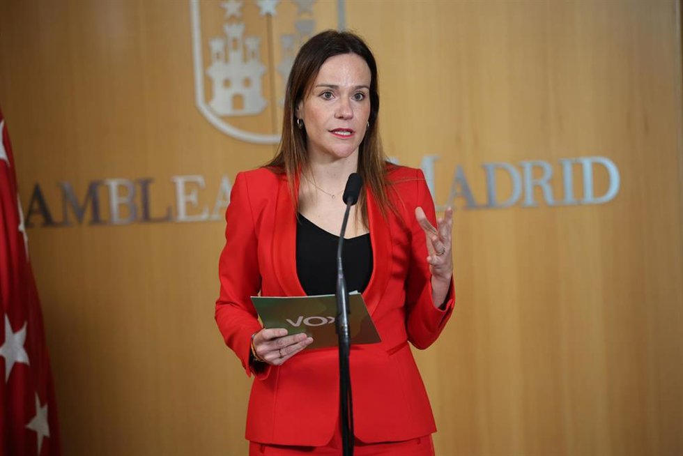Archivo - La portavoz de VOX en la Asamblea de Madrid, Isabel Pérez Moñino, durante el pleno de la Asamblea de Madrid, a 12 de febrero de 2026, en Madrid (España). La Asamblea de Madrid muestra hoy su rechazo al pacto de financiación autonómica entre PSOE
