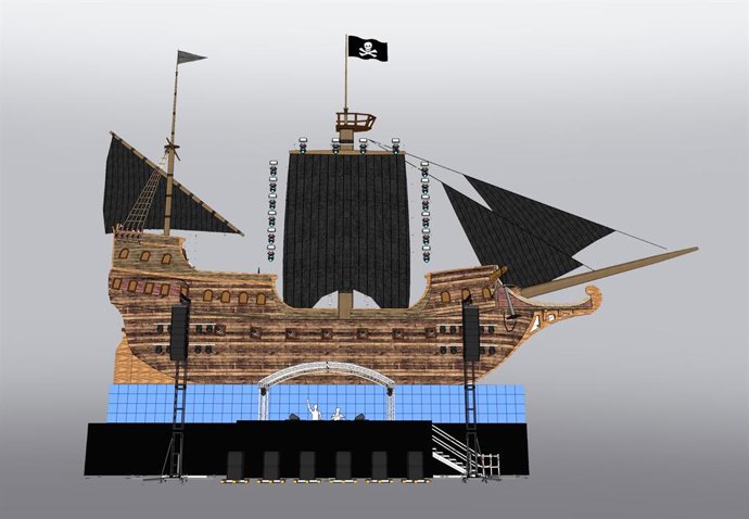 Render artístico del escenario-barco