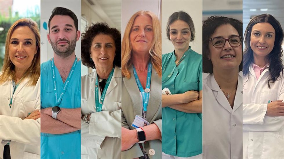 De izquierda a derecha: Amelia Gallego, Alejandro Rodríguez, Dolores Leal, Mayte Castelló, Aurora Delgado, Gema Rufo y Marta Galán.