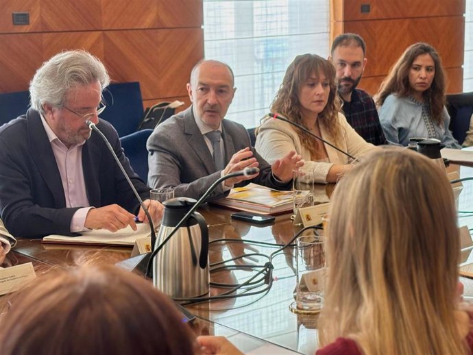 El delegado del Gobierno en Aragón, Fernando Beltrán, en la reunión con entidades sociales de la comunidad autónoma.
