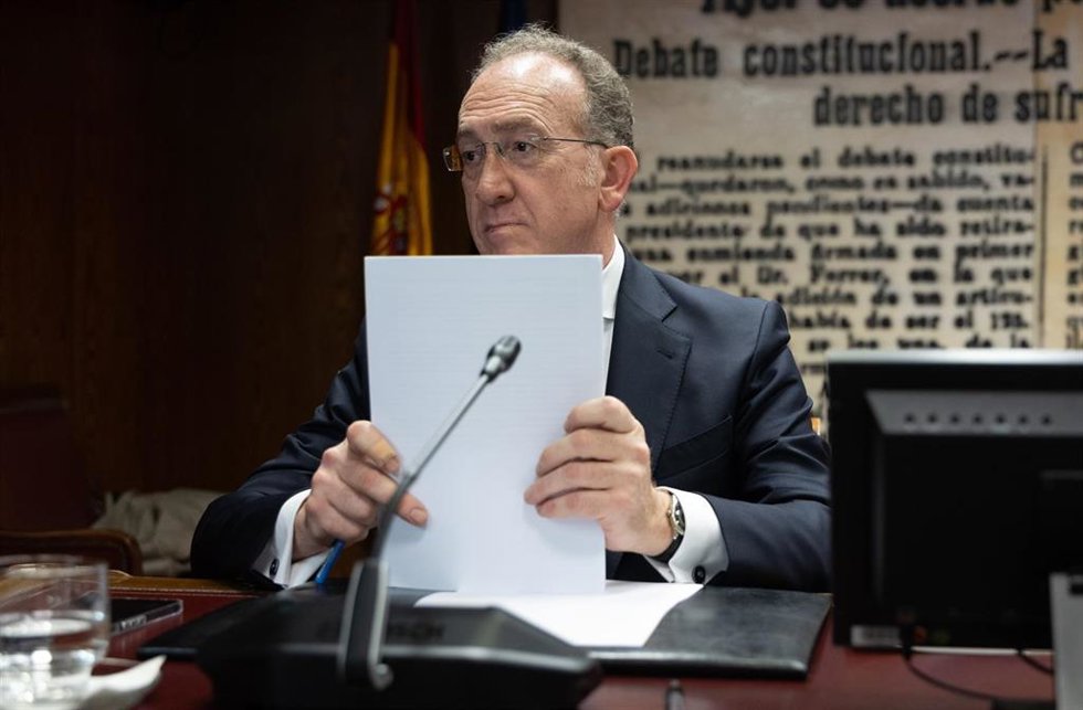 El exdirector de Participadas de la SEPI, responsable del seguimiento de Air Europa y Plus Ultra, José Ángel Partearroyo, comparece ante la Comisión de Investigación de la SEPI, en el Senado, a 12 de mayo de 2025, en Madrid (España).