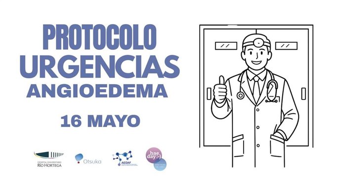 Cartel del protocolog de urgencias para el abordaje del angioedema hereditario que se presenta en el Hospital Universitario Río Hortega de Valladolid.