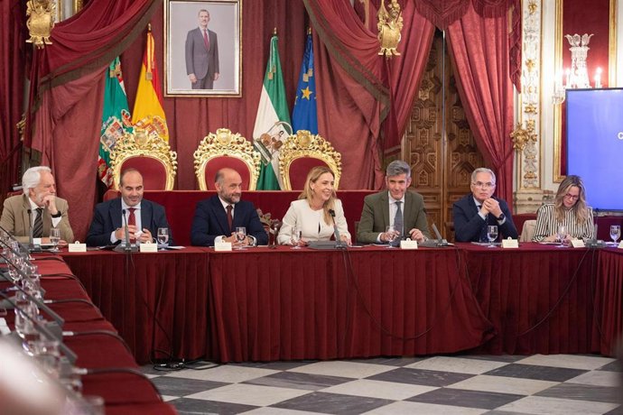La presidenta de la Diputación de Cádiz, Almudena Martínez, en el Consejo de Alcaldías. ARCHIVO.
