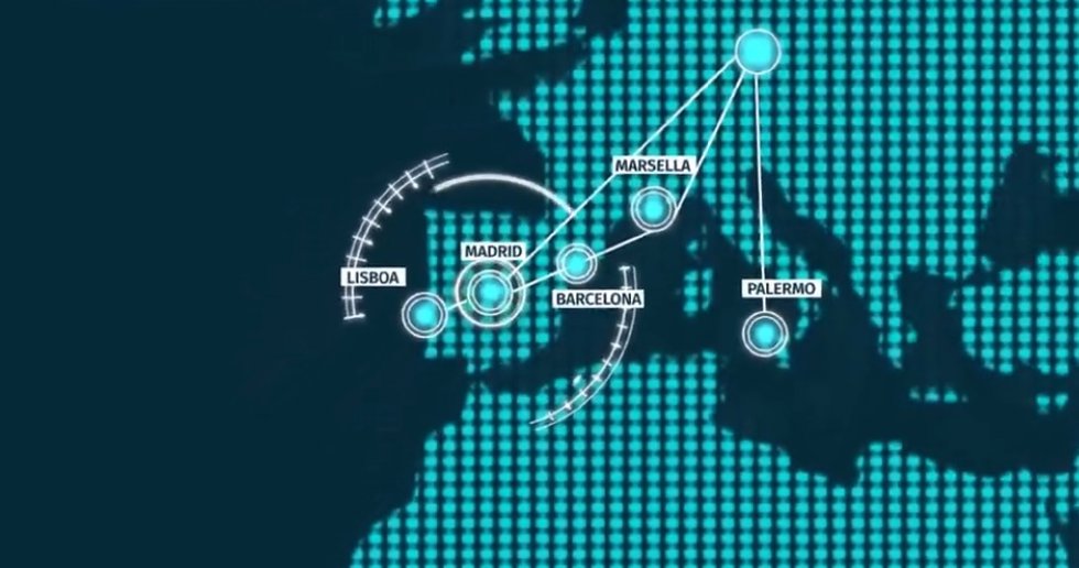 Mapa con puntos de intercambio de Internet