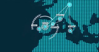 Mapa con puntos de intercambio de Internet