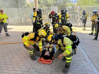 Simulacro de incendio en Huércal de Almería (Almería).